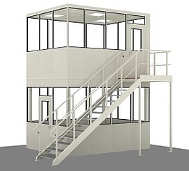 Hallenbüro mehrgeschossig mit Stahlbaubühne und Treppenanlage